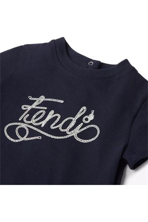 blue cotton t-shirt FENDI KIDS | BMI2837AJF1I11